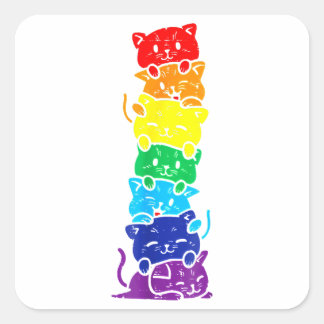 LGBTキャットおもしろい・レインボー・ゲイプライド・ギフトfor Ca スクエアシール