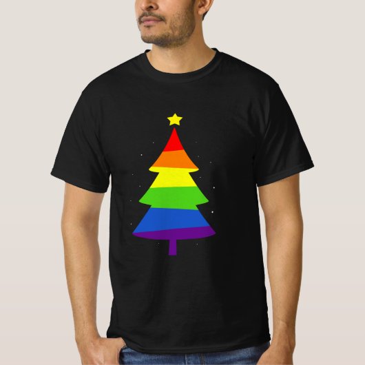 LGBTクリスマスツリーゲイプライド Tシャツ (正面)