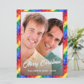 LGBTクリスマスレインボーフラッグゲイプライドカスタム写真 シーズンカード (スタンド正面)