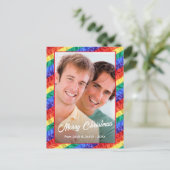 LGBTクリスマスレインボーフラッグゲイプライドカスタム写真 シーズンポストカード (スタンド正面)
