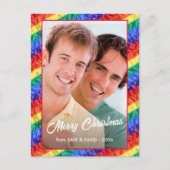 LGBTクリスマスレインボーフラッグゲイプライドカスタム写真 シーズンポストカード (正面)