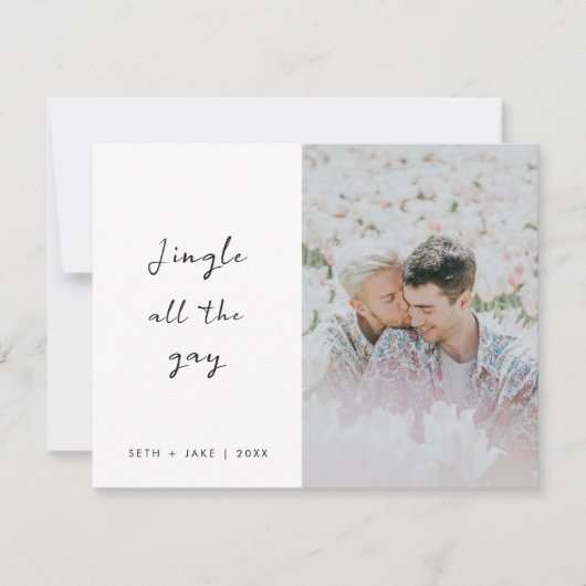 LGBTクリスマス | Jingleすべてのゲイミニマル写真 シーズンカード (正面)