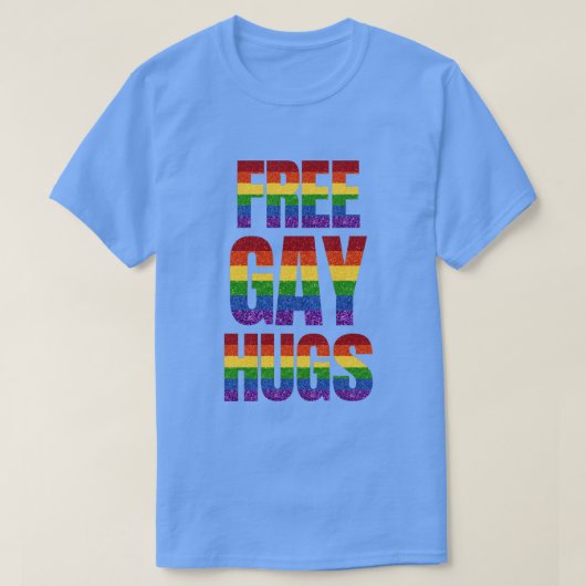 LGBTグリッタープライドフラッグフリーゲイハグ Tシャツ (デザイン正面)