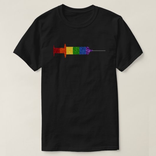 LGBTグリッタープライドレインボーワクチン接種 Tシャツ (デザイン正面)