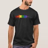 LGBTグリッタープライドレインボーワクチン接種 Tシャツ (正面)