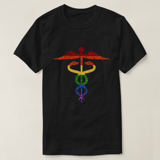 LGBTグリッターレインボーカドゥセウス Tシャツ (デザイン正面)