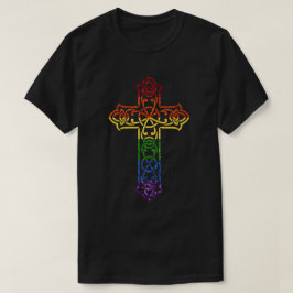 LGBTグリッターレインボークロス Tシャツ
