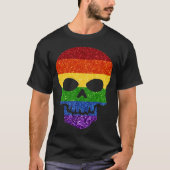 LGBTグリッターレインボースカル Tシャツ (正面)