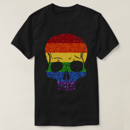 LGBTグリッターレインボースカル Tシャツ