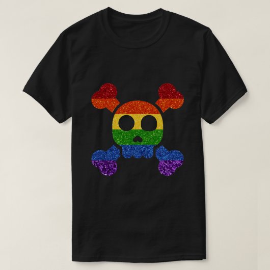 LGBTグリッターレインボースカル'n'クロスボーン Tシャツ (デザイン正面)