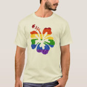 LGBTグリッターレインボーハイビスカス Tシャツ (正面)