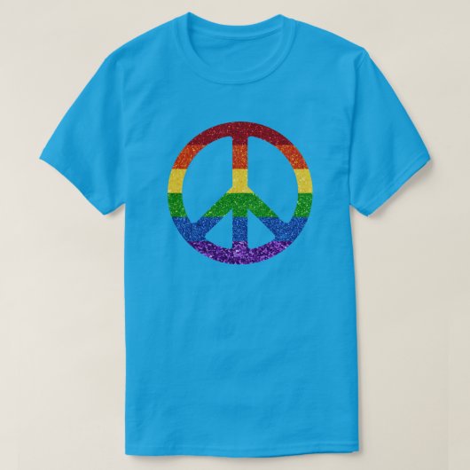 LGBTグリッターレインボーピースサイン Tシャツ (デザイン正面)