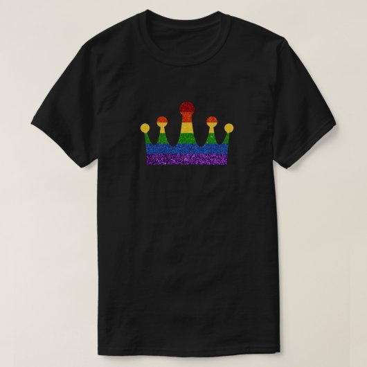 LGBTグリッターレインボープライドクラウン Tシャツ (デザイン正面)