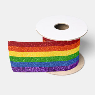 LGBTグリッターレインボープライドフラグ サテンリボン
