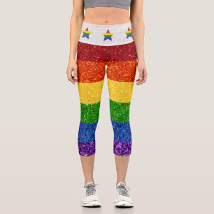 LGBTグリッターレインボープライド国旗 カプリレギンス