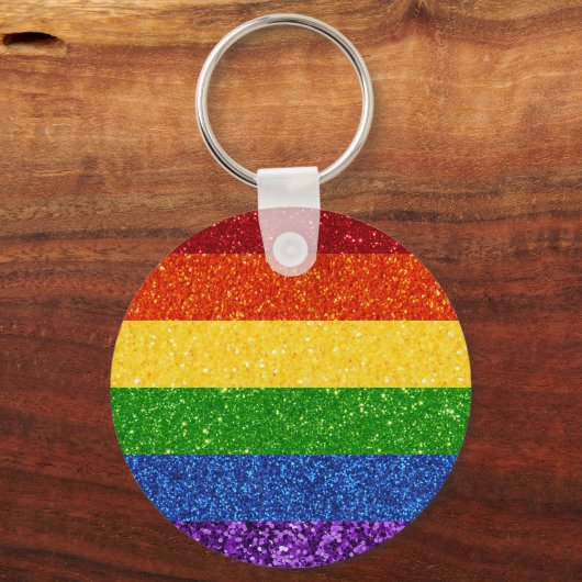 LGBTグリッターレインボープライド国旗 キーホルダー (正面)