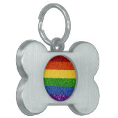 LGBTグリッターレインボープライド国旗 ペットネームタグ (正面左)