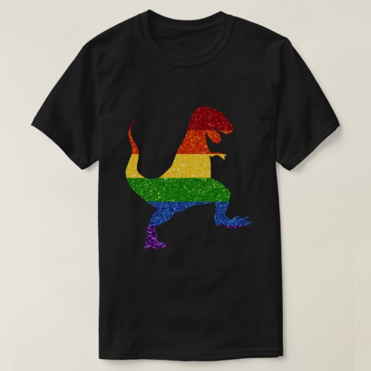 LGBTグリッターレインボープライドTレックス Tシャツ (デザイン正面)