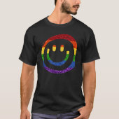 LGBTグリッターレインボーマーカースマイリー Tシャツ (正面)