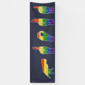 LGBTグリッターレインボー誇りを持ったASL 横断幕 (縦)