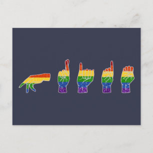 LGBTグリッターレインボーASLプライド ポストカード