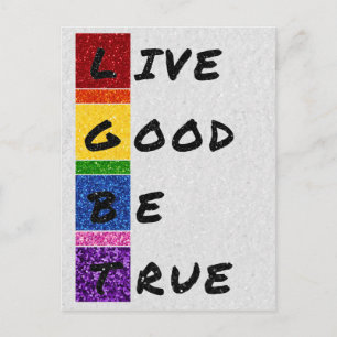 LGBTグリッターLive Good Be True Card ポストカード