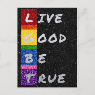 LGBTグリッターLive Good Be True Card ポストカード