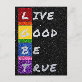 LGBTグリッターLive Good Be True Card ポストカード