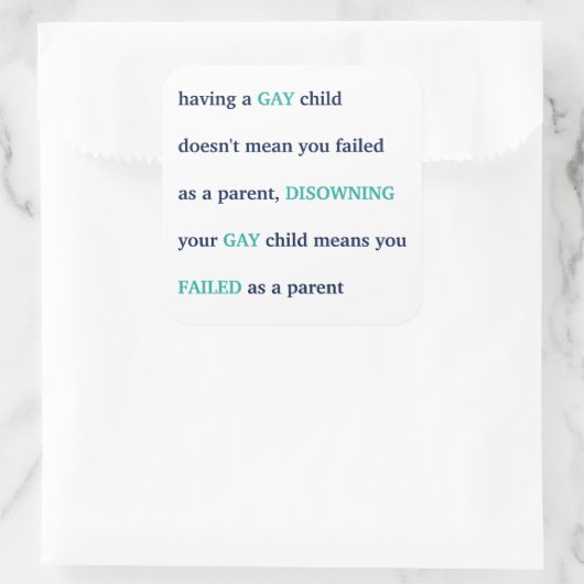 LGBTゲイの子を愛するプライド子育て引用文 スクエアシール (バッグ)