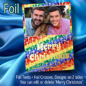 LGBTゲイカスタム写真レインボーフラッグがクリスマスを越える 箔シーズンカード