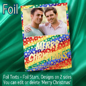 LGBTゲイカスタム写真レインボーフラッグスタークリスマス 箔シーズンカード