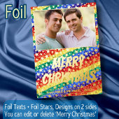 LGBTゲイカスタム写真レインボーフラッグスタークリスマス 箔シーズンカード