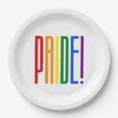 LGBTゲイプライドの虹の旗のタイポグラフィLGBTQのパーティー ペーパープレート (正面)
