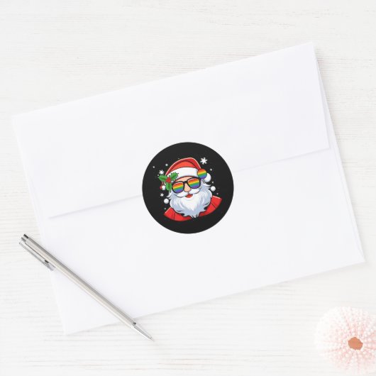 LGBTゲイプライドクールトレンディーサンタクロースゲイメリーC ラウンドシール (封筒)