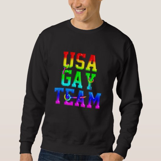 LgbtゲイプライドトランスジェンダーRainbow UsaチームMens C スウェットシャツ (正面)