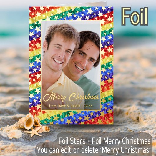 LGBTゲイプライドフラインボー国旗の星フォトフレーム 箔シーズンカード