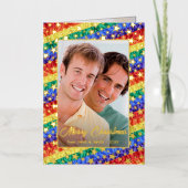 LGBTゲイプライドフラインボー国旗の星フォトフレーム 箔シーズンカード (正面)