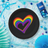 LGBTゲイプライドラブレインボーフラッグハートLGBTQパーティー ペーパープレート (パーティー)