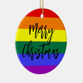 LGBTゲイプライドレインボーカスタムフォトクリスマス セラミックオーナメント (右)