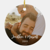 LGBTゲイプライドレインボーカスタムフォトクリスマス セラミックオーナメント (裏面)