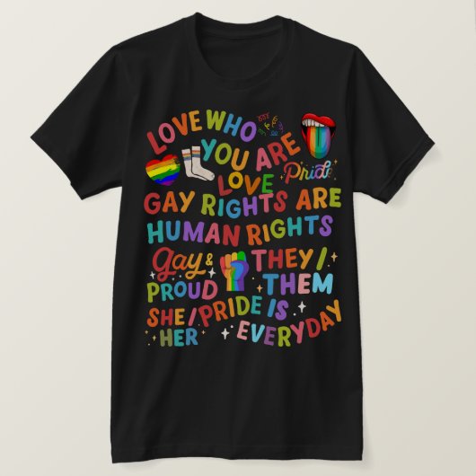 LGBTゲイプライドレインボーカラフル Tシャツ (デザイン正面)