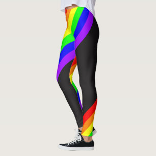 LGBTゲイプライドレインボーリボンをブラックに レギンス