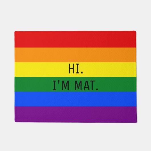 LGBTゲイプライドレインボー国旗の色おもしろい入り ドアマット (正面)