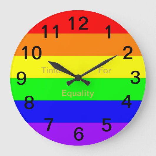 LGBTゲイプライドレインボー国旗！平等の時間！ ラージ壁時計 (正面)