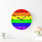 LGBTゲイプライドレインボー国旗！平等の時間！ ラージ壁時計 (ホーム)