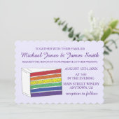 LGBTゲイプライドレインボー結婚レイヤーのケーキ切り 招待状 (スタンド正面)