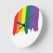 LGBTゲイプライドレランニングインボー絵を描ズ ラウンド壁時計 (傾斜)