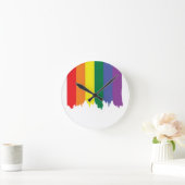 LGBTゲイプライドレランニングインボー絵を描ズ ラウンド壁時計 (ホーム)
