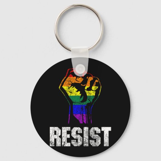 LGBTゲイプライド国旗の抵抗 キーホルダー (正面)