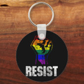 LGBTゲイプライド国旗の抵抗 キーホルダー (正面)